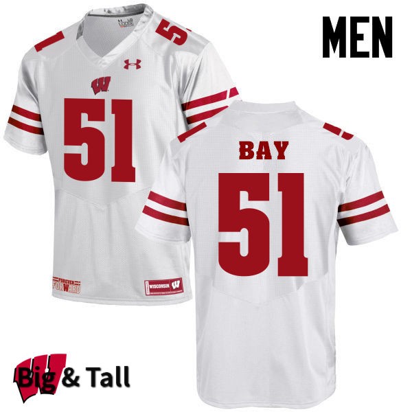 Wisconsin Badgers Men's #51 Adam Bay NCAA Under Armour Authentic White Big & Tall College Stitched Football Jersey BF40X18KV